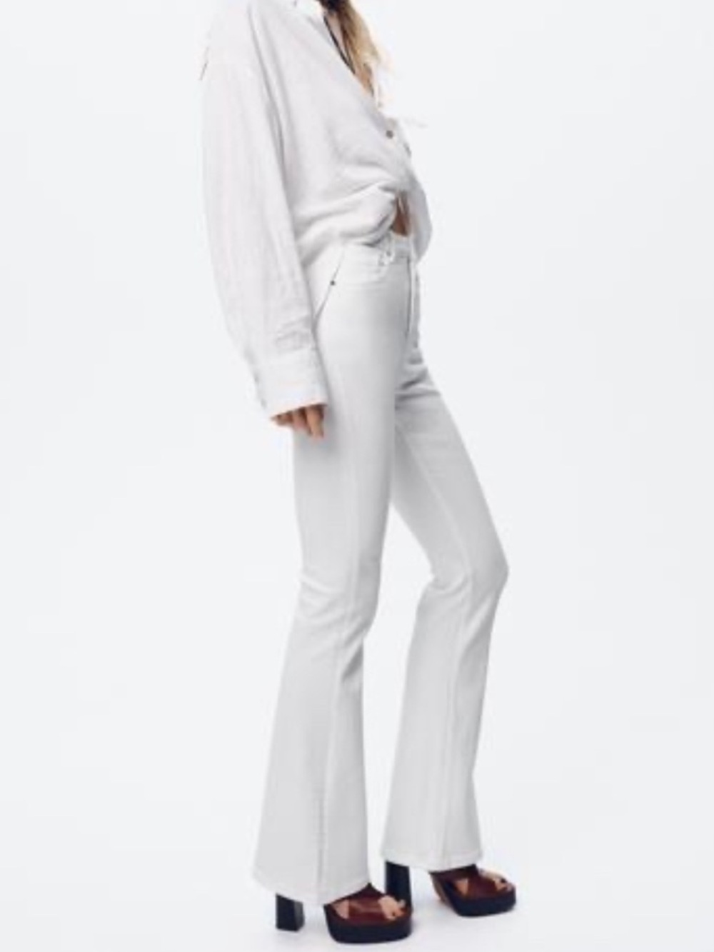 Zara White Dreamer Skinny Flare Jeans High Rise Full Length NWT 4